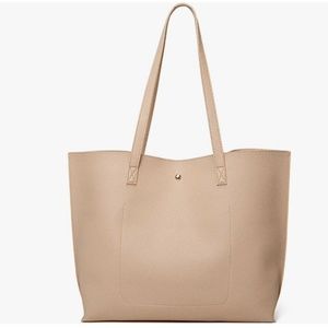 Tote Shoulder Bag, Soft Faux Leather Khaki Tote Bag, Women's Handbag